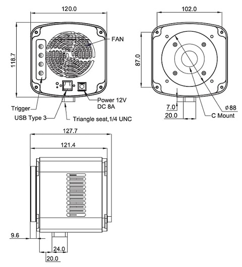 Dhyana 400D Structure (unit: mm)